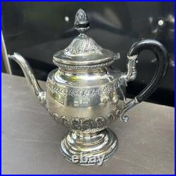 Ornate Antique Victorian Embossed Silver Plate 4 piece Coffee Tea Serving Set