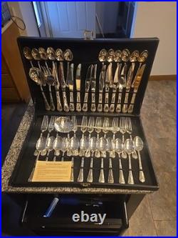 Ornate Silver-Plated Flatware Set Service for 12 60+ Pieces With Case