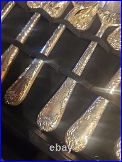 Ornate Silver-Plated Flatware Set Service for 12 60+ Pieces With Case