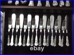Osborne Sheffield 8 Place 84 Piece Silver Plated Kings Cutlery Mahogany Canteen