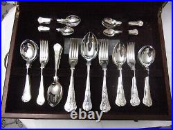 Osborne Sheffield 8 Place 84 Piece Silver Plated Kings Cutlery Mahogany Canteen