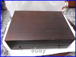 Osborne Sheffield 8 Place 84 Piece Silver Plated Kings Cutlery Mahogany Canteen