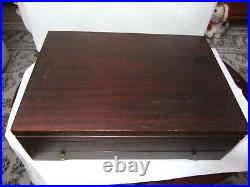 Osborne Sheffield 8 Place 84 Piece Silver Plated Kings Cutlery Mahogany Canteen