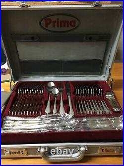 PRIMA CUTLERY SET 84 Piece PARTIAL GOLD PLATED with 18/10 stainless steel, CASED