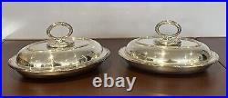 Pair Of Silver Plate Entree Serving Dishes With Covers By Walker & Hall