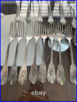 Pottery Barn Antique Silver Sentiment Silver plate Engraved Words Set 38 Pieces