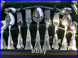 QUALITY KINGS PATTERN Sheffield England Silver Plate Cutlery Set 50 Pce Cased