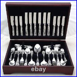 QUEENS Design K Bright Sheffield Silver Service 100 Piece Canteen of Cutlery Set