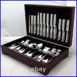 QUEENS Design K Bright Sheffield Silver Service 100 Piece Canteen of Cutlery Set