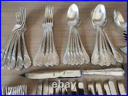 RARE 1935 Christofle Marly Silver Plated 64 piece cutlery set ladle fish carving