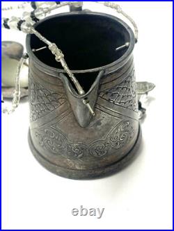 Rare1890s Vintage Handmade Silver Plate Sugar Bowl /6 Piece Set