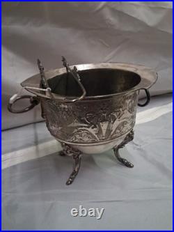 Rare 5 Piece Silver Plate Set, Teapot, Nouveau Woman Sea Scene Serpents Wilcox