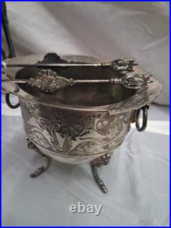 Rare 5 Piece Silver Plate Set, Teapot, Nouveau Woman Sea Scene Serpents Wilcox