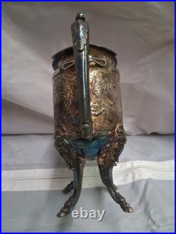 Rare 5 Piece Silver Plate Set, Teapot, Nouveau Woman Sea Scene Serpents Wilcox