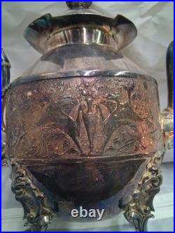 Rare 5 Piece Silver Plate Set, Teapot, Nouveau Woman Sea Scene Serpents Wilcox