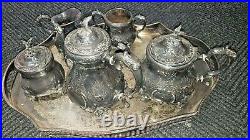 Rare Antique William Adams Silver-plated Sheffield Coffee Tea 6 Pieces Set 19c
