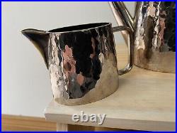Rare Bepwf Berlin Hammered Silver Plate Art Deco 3 Piece Teaset