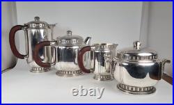 Rare Bouillet Bourdelle Modernist 4 piece Silver Plated Tea & Coffee Set, Paris Rare Bouillet Bourdelle Modernist 4 piece Silver Plated Tea & Coffee Set, Paris