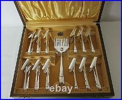 Rare English Silver Plated 13 Piece Asparagus Serving Set In Presentati0n Box C