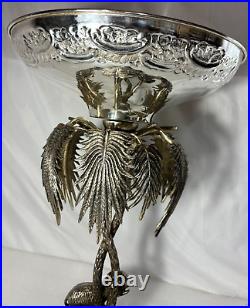 Rare Victorian Silver Plate Compote Centerpiece Elephant & Palm Trees 20
