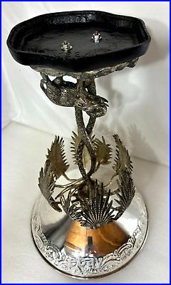 Rare Victorian Silver Plate Compote Centerpiece Elephant & Palm Trees 20
