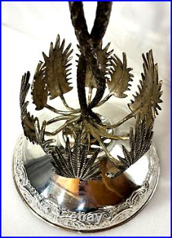 Rare Victorian Silver Plate Compote Centerpiece Elephant & Palm Trees 20
