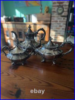 Reed & Barton Victorian Line Hollow are 3 Piece Silver Plate Coffee Tea Sugar