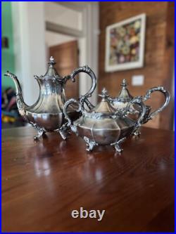 Reed & Barton Victorian Line Hollow are 3 Piece Silver Plate Coffee Tea Sugar