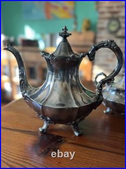 Reed & Barton Victorian Line Hollow are 3 Piece Silver Plate Coffee Tea Sugar