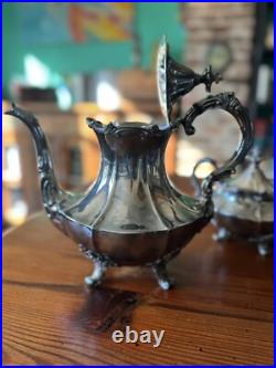 Reed & Barton Victorian Line Hollow are 3 Piece Silver Plate Coffee Tea Sugar