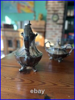 Reed & Barton Victorian Line Hollow are 3 Piece Silver Plate Coffee Tea Sugar