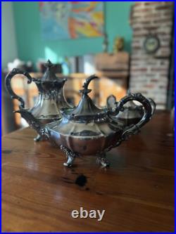 Reed & Barton Victorian Line Hollow are 3 Piece Silver Plate Coffee Tea Sugar