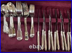 Ricci Argentieri Art Deco Pattern 60 Piece Silver Plate Service for 12
