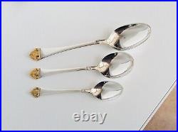 Robbe & Berking Rose 9 Pc Place Setting 150 Silver Plate & Gilt Cutlery Set (I)