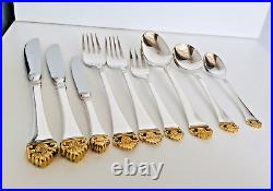 Robbe & Berking Rose 9 Pc Place Setting 150 Silver Plate & Gilt Cutlery Set (I)