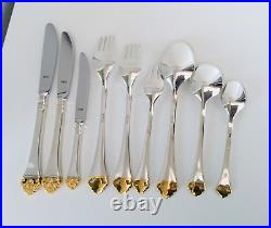 Robbe & Berking Rose 9 Pc Place Setting 150 Silver Plate & Gilt Cutlery Set (I)