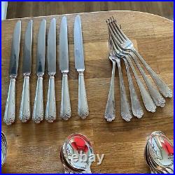 Roberts & Belk Silver Plate Louis XVI Design Cutlery 60 Pieces 6-Place Setting