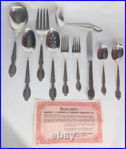 Rogers And Bros Service For 8 Silverware Set Extra Plate 45 Pieces Flower Handle