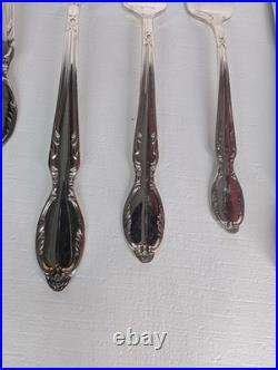 Rogers And Bros Service For 8 Silverware Set Extra Plate 45 Pieces Flower Handle