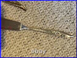 Rogers Bros 80 piece silver plate Magic Rose 12-place flatware set with chest