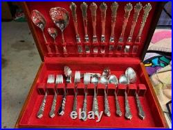 Rogers Brothers 63 Piece'1847' Silver Plate Flatware in Original Wood Box