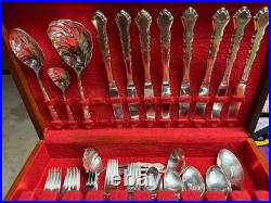 Rogers Brothers 63 Piece'1847' Silver Plate Flatware in Original Wood Box