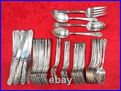 Rogers Jubilee Pattern IS Silverplate Flatware 76 Piece Mixed Set Vintage