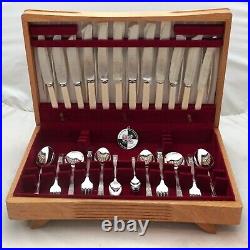 SILVER LEAF Design DE MONTFORT Silver Service 50 Piece Canteen of Cutlery