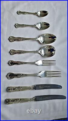 SLACK & BARLOW Vintage 64 piece 8 settings Silver Plated Kings Pattern cutlery s