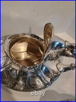 STUNNING Reed & Barton silver plated Etched coffee/tea set 5 Piece Set Floral