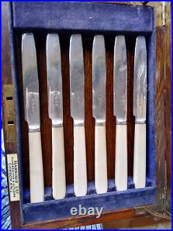SUPERB Antique HARRODS 12 Piece Silver Plate FRUIT DESSERT Knife & Fork Set