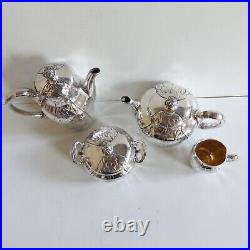SUPERB CHRISTOFLE GALLIA SILVER PLATE ART NOUVEAU MAPLE TEA COFFEE SET 1890's