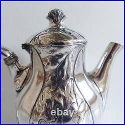 SUPERB CHRISTOFLE GALLIA SILVER PLATE ART NOUVEAU MAPLE TEA COFFEE SET 1890's