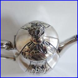 SUPERB CHRISTOFLE GALLIA SILVER PLATE ART NOUVEAU MAPLE TEA COFFEE SET 1890's